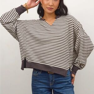Bohme Wells Striped Top in Charcoal NWT